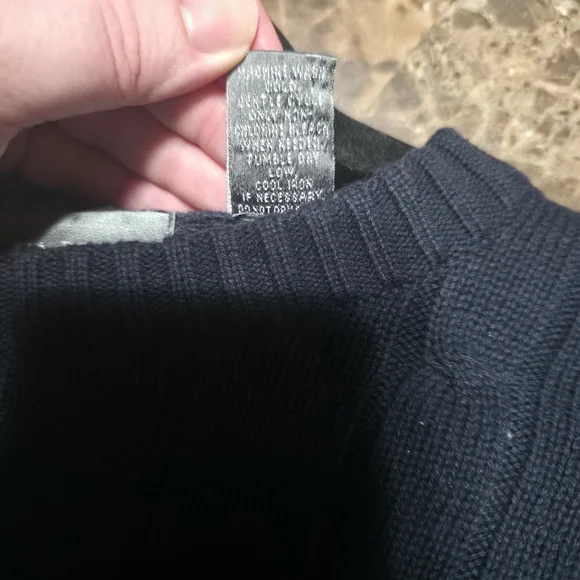 Oscar de la Renta Navy Cable Knit Crewneck Sweater - Picture 7 of 7